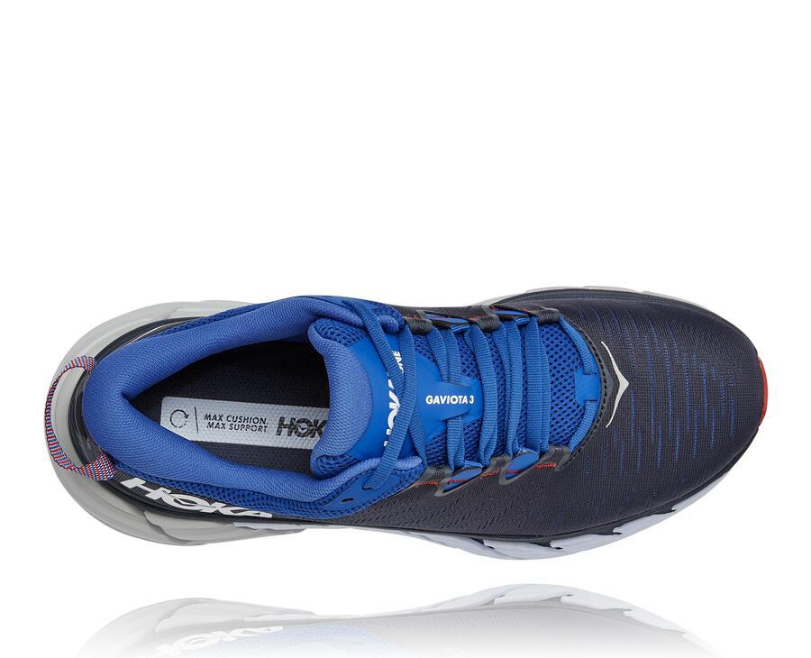 Hoka Australia One One Gaviota 3 - Mens Running Shoes Black/Blue - XBVUC-8921